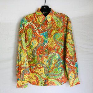 Lauren Ralph Lauren Women's Size Small Paisley Button Up Blouse Top